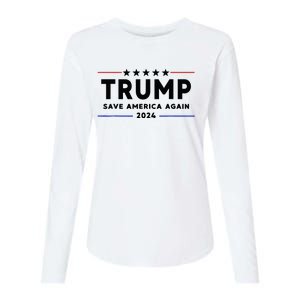 Trump 2024 Save America Again Vote Trump White Womens Cotton Relaxed Long Sleeve T-Shirt