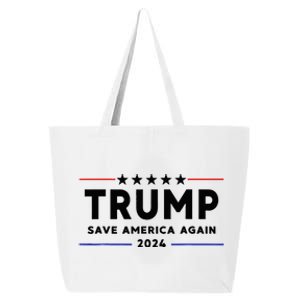 Trump 2024 Save America Again Vote Trump White 25L Jumbo Tote