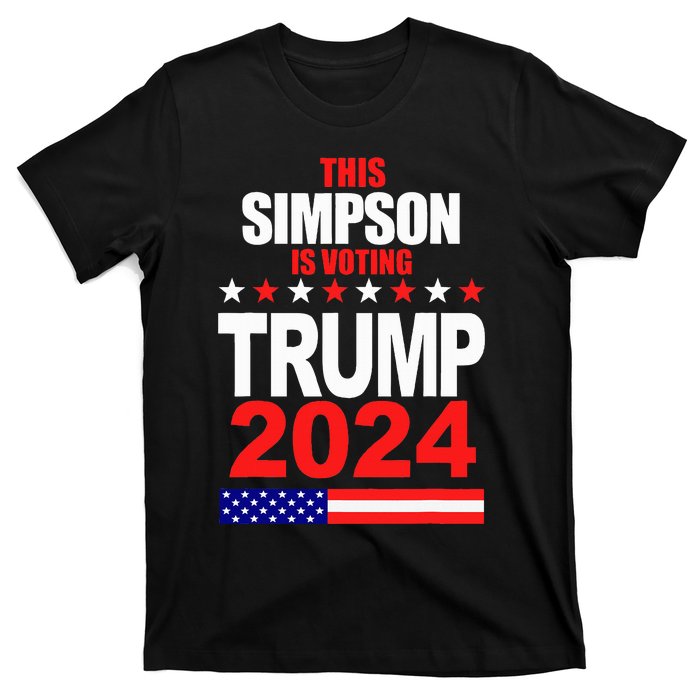 Trump 2024 Simpson Surname Family Voting Supporter T-Shirt