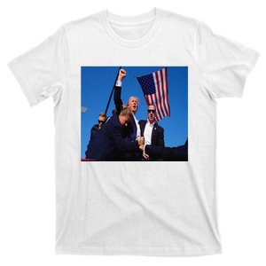 Trump 2024 Stay Strong Fist Pump Rally Secret Service Flag T-Shirt