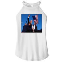 Trump 2024 Stay Strong Fist Pump Rally Secret Service Flag Women’s Perfect Tri Rocker Tank