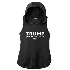 Trump 2024 Save America Save America Again Trump Ladies PosiCharge Tri-Blend Wicking Draft Hoodie Tank