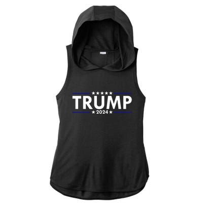 Trump 2024 Simple Logo Ladies PosiCharge Tri-Blend Wicking Draft Hoodie Tank