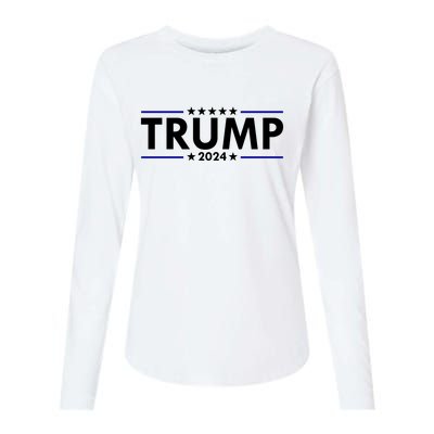 Trump 2024 Simple Logo Womens Cotton Relaxed Long Sleeve T-Shirt