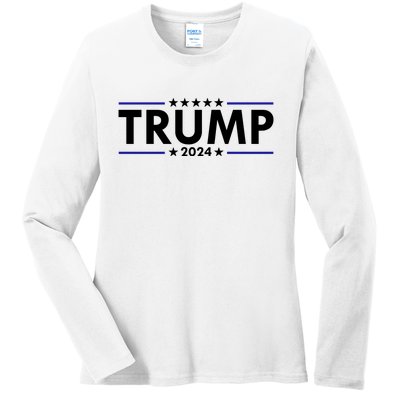 Trump 2024 Simple Logo Ladies Long Sleeve Shirt