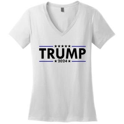 Trump 2024 Simple Logo Women's V-Neck T-Shirt