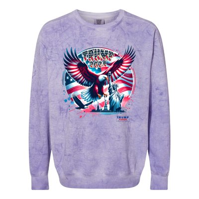 Trump 2024 Statue Of Liberty Eagle Freedom Colorblast Crewneck Sweatshirt