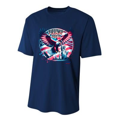 Trump 2024 Statue Of Liberty Eagle Freedom Performance Sprint T-Shirt