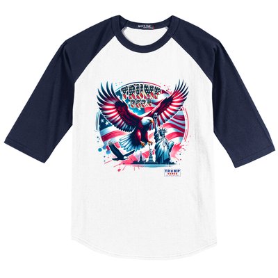 Trump 2024 Statue Of Liberty Eagle Freedom Baseball Sleeve Shirt