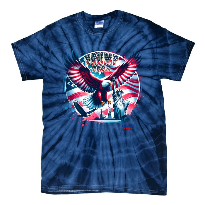 Trump 2024 Statue Of Liberty Eagle Freedom Tie-Dye T-Shirt