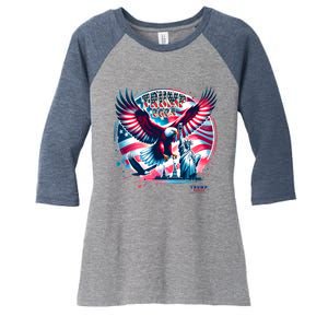 Trump 2024 Statue Of Liberty Eagle Freedom Women's Tri-Blend 3/4-Sleeve Raglan Shirt