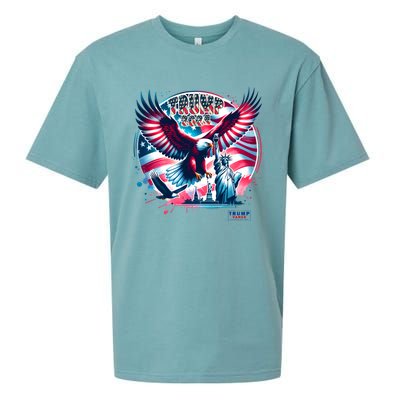 Trump 2024 Statue Of Liberty Eagle Freedom Sueded Cloud Jersey T-Shirt