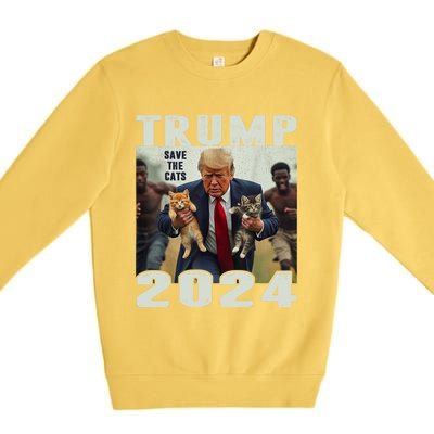 Trump 2024 Save The Cats Saying Debate Premium Crewneck Sweatshirt