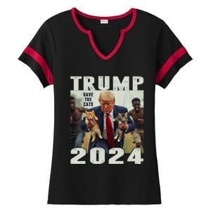 Trump 2024 Save The Cats Saying Debate Ladies Halftime Notch Neck Tee