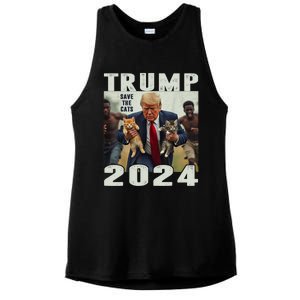 Trump 2024 Save The Cats Saying Debate Ladies PosiCharge Tri-Blend Wicking Tank