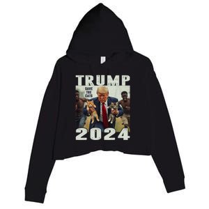 Trump 2024 Save The Cats Saying Debate Crop Fleece Hoodie