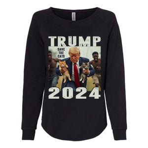 Trump 2024 Save The Cats Saying Debate Womens California Wash Sweatshirt