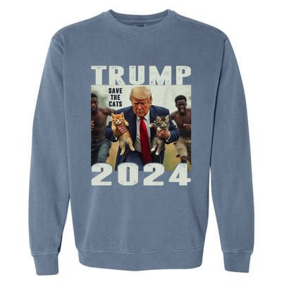 Trump 2024 Save The Cats Saying Debate Garment-Dyed Sweatshirt