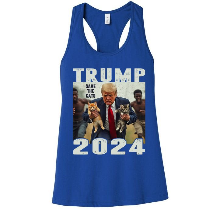 Trump 2024 Save The Cats Saying Debate Women's Racerback Tank