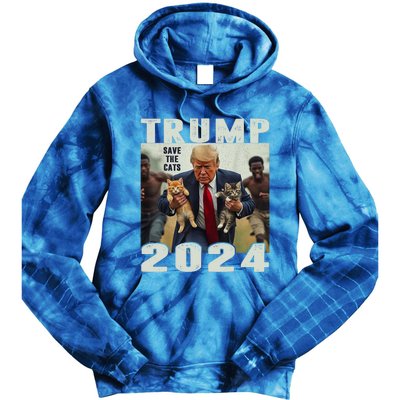 Trump 2024 Save The Cats Saying Debate Tie Dye Hoodie