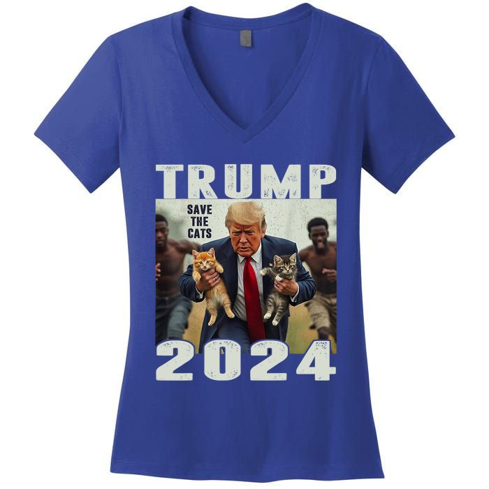 Trump 2024 Save The Cats Saying Debate Women's V-Neck T-Shirt