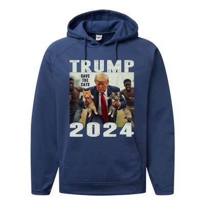 Trump 2024 Save The Cats Saying Debate Performance Fleece Hoodie