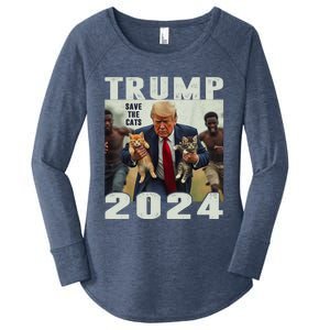 Trump 2024 Save The Cats Saying Debate Women's Perfect Tri Tunic Long Sleeve Shirt