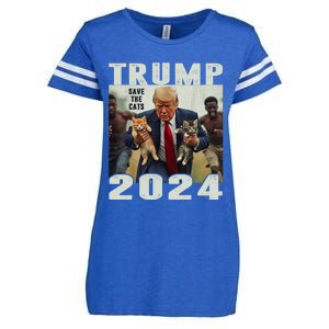 Trump 2024 Save The Cats Saying Debate Enza Ladies Jersey Football T-Shirt