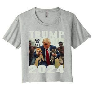 Trump 2024 Save The Cats Saying Debate Women's Crop Top Tee