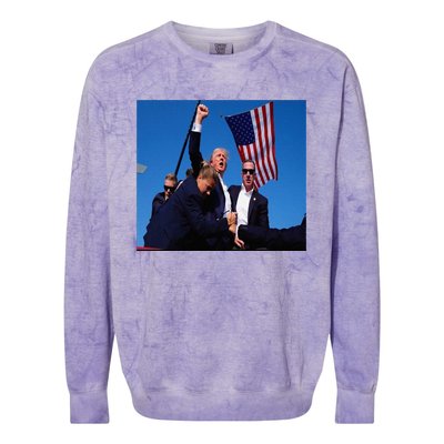 Trump 2024 Stay Strong Fist Pump Rally Secret Service Flag Colorblast Crewneck Sweatshirt