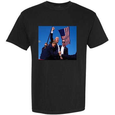 Trump 2024 Stay Strong Fist Pump Rally Secret Service Flag Garment-Dyed Heavyweight T-Shirt