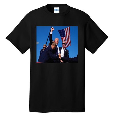 Trump 2024 Stay Strong Fist Pump Rally Secret Service Flag Tall T-Shirt