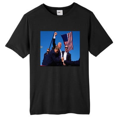 Trump 2024 Stay Strong Fist Pump Rally Secret Service Flag Tall Fusion ChromaSoft Performance T-Shirt