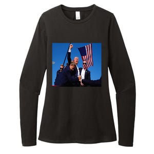 Trump 2024 Stay Strong Fist Pump Rally Secret Service Flag Womens CVC Long Sleeve Shirt