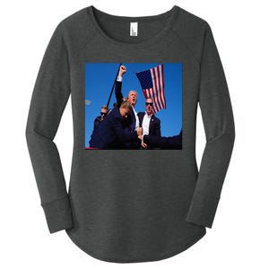 Trump 2024 Stay Strong Fist Pump Rally Secret Service Flag Women's Perfect Tri Tunic Long Sleeve Shirt