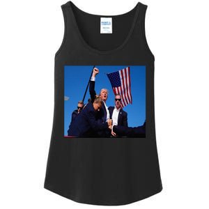 Trump 2024 Stay Strong Fist Pump Rally Secret Service Flag Ladies Essential Tank