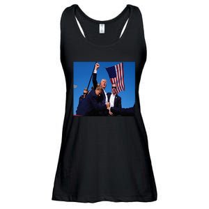 Trump 2024 Stay Strong Fist Pump Rally Secret Service Flag Ladies Essential Flowy Tank