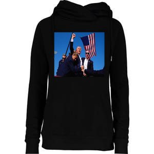 Trump 2024 Stay Strong Fist Pump Rally Secret Service Flag Womens Funnel Neck Pullover Hood