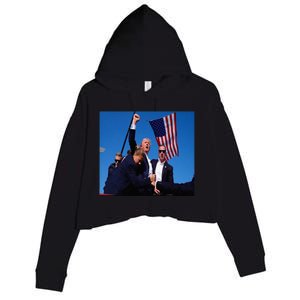 Trump 2024 Stay Strong Fist Pump Rally Secret Service Flag Crop Fleece Hoodie