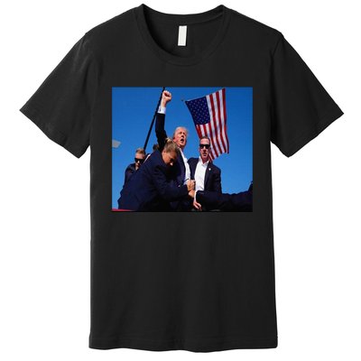 Trump 2024 Stay Strong Fist Pump Rally Secret Service Flag Premium T-Shirt