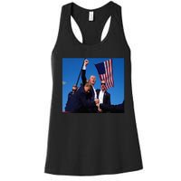 Trump 2024 Stay Strong Fist Pump Rally Secret Service Flag Women's Racerback Tank