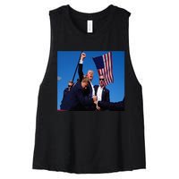 Trump 2024 Stay Strong Fist Pump Rally Secret Service Flag Women's Racerback Cropped Tank