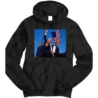 Trump 2024 Stay Strong Fist Pump Rally Secret Service Flag Tie Dye Hoodie