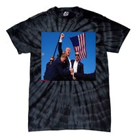 Trump 2024 Stay Strong Fist Pump Rally Secret Service Flag Tie-Dye T-Shirt