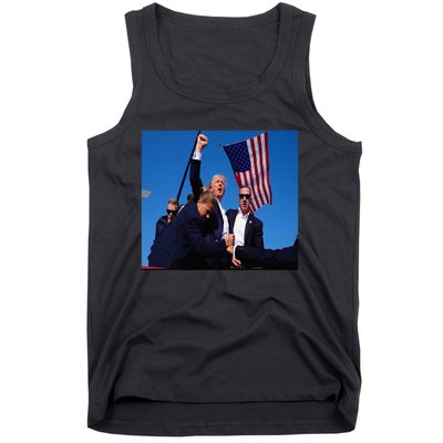 Trump 2024 Stay Strong Fist Pump Rally Secret Service Flag Tank Top