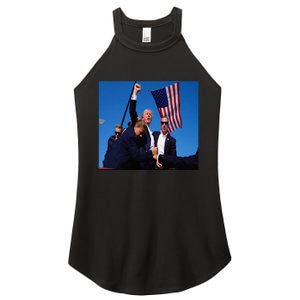 Trump 2024 Stay Strong Fist Pump Rally Secret Service Flag Women's Perfect Tri Rocker Tank