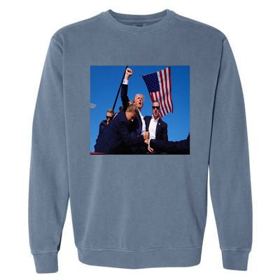 Trump 2024 Stay Strong Fist Pump Rally Secret Service Flag Garment-Dyed Sweatshirt