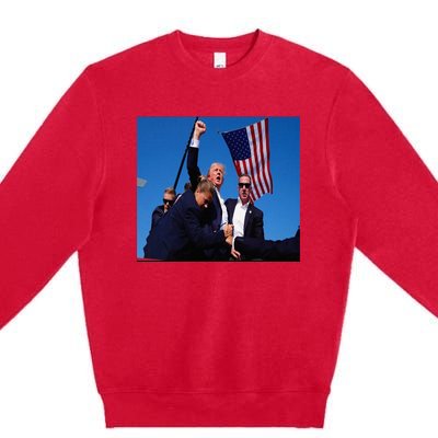 Trump 2024 Stay Strong Fist Pump Rally Secret Service Flag Premium Crewneck Sweatshirt