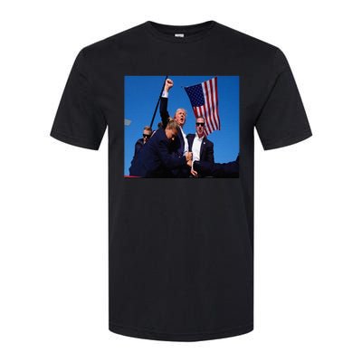 Trump 2024 Stay Strong Fist Pump Rally Secret Service Flag Softstyle CVC T-Shirt