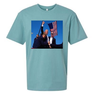 Trump 2024 Stay Strong Fist Pump Rally Secret Service Flag Sueded Cloud Jersey T-Shirt